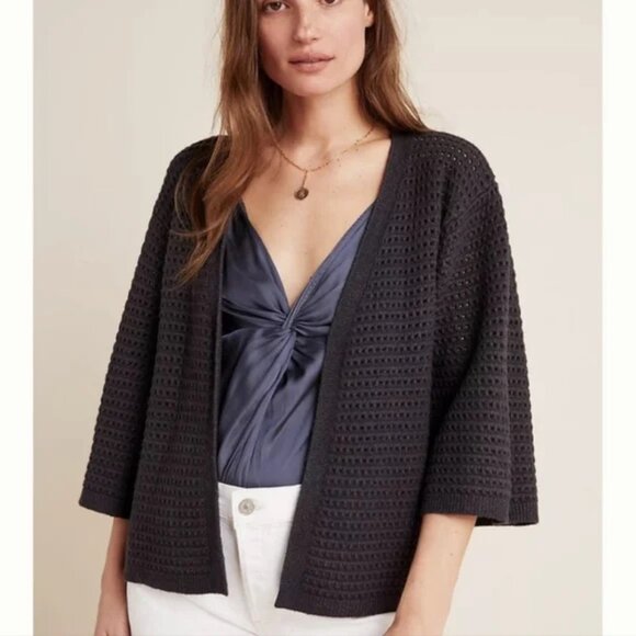 Anthropologie Akemi + Kim Square Knit Relaxed Open Cardigan One Size - Picture 1 of 8